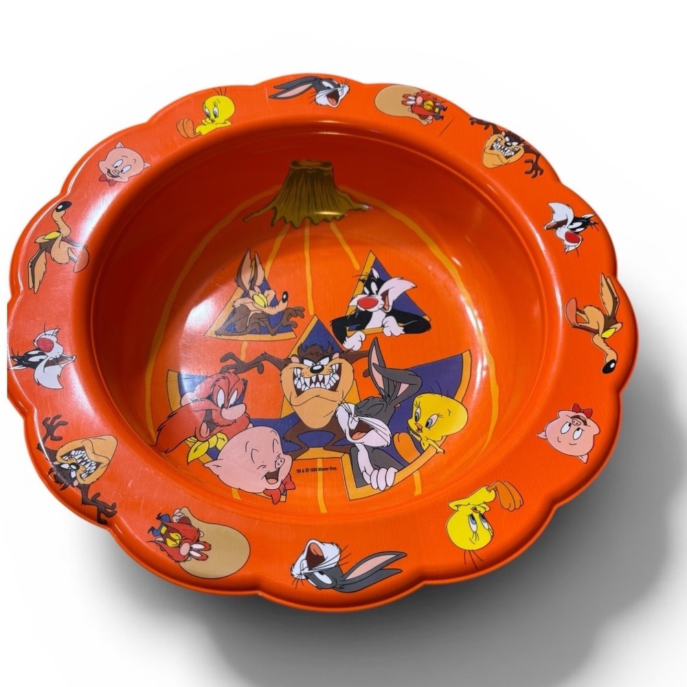 Vintage 🧡Looney Tunes Halloween Bowl Ullman Co Bugs Bunny Taz Tweety 90s‎ retro